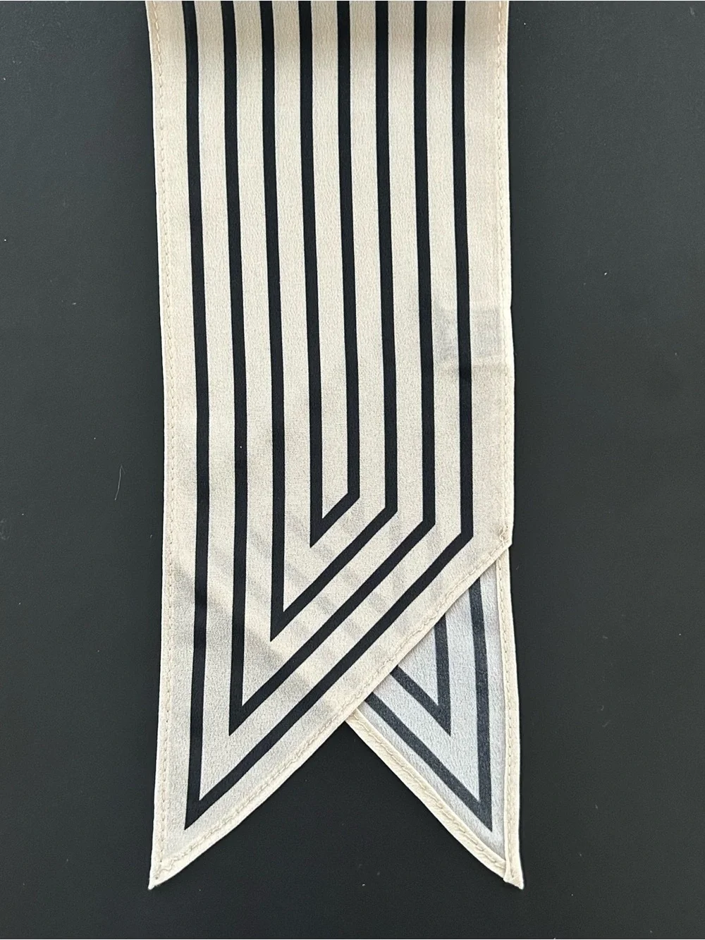 TOTEME Silk Scarf Ivory Black Striped Neck Hair Bag Wrap Designer Luxury